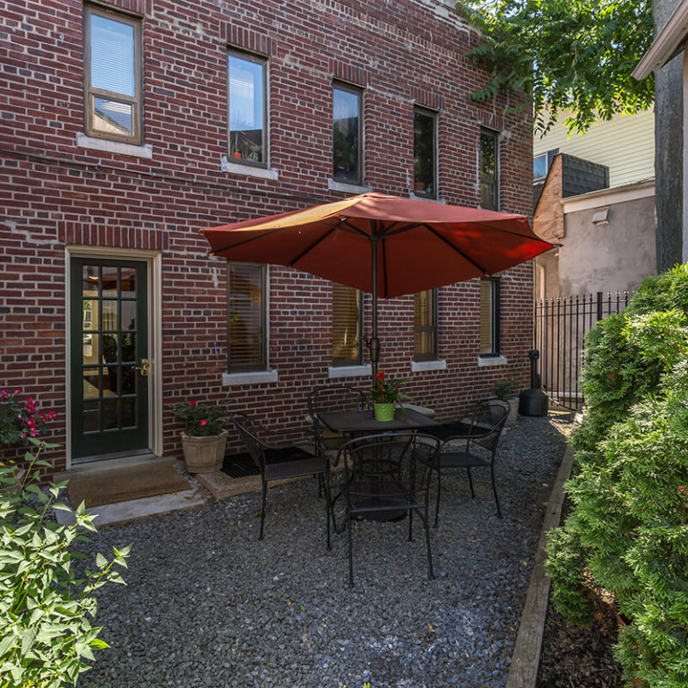 Covered Picnic Table in Courtyard