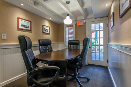 Interior of Conference Room with Courtyard View