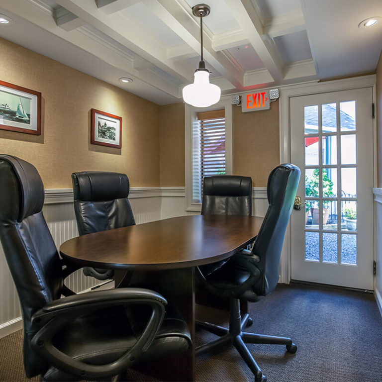 Interior of Conference Room with Courtyard View
